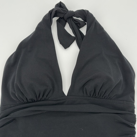 Magicsuit Black Halter Tie Shirred One Piece Yvonne Bathing Suit Size 10 - Picture 3 of 12